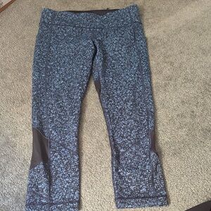 lululemon athletica Navy and Light Blue Patterned Capri Leggings